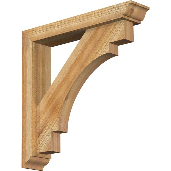 Ekena Millwork Merced Traditional Rough Sawn Bracket w/ Offset Brace, Western Red Cedar, 4"W x 20"D x 20"H BKT0402X20X20MRC01RWR - main